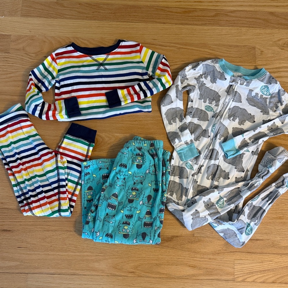 Primary Rainbow Stripe Pajama Set & Bundle, Size 4-5, 4 pcs